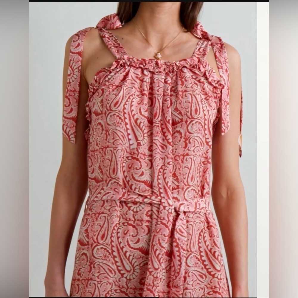 Hannah Artwear Elara Aubrie Maxi Dress Size 0 NWT 100% Silk Pink Paisley Boho - Picture 6 of 13
